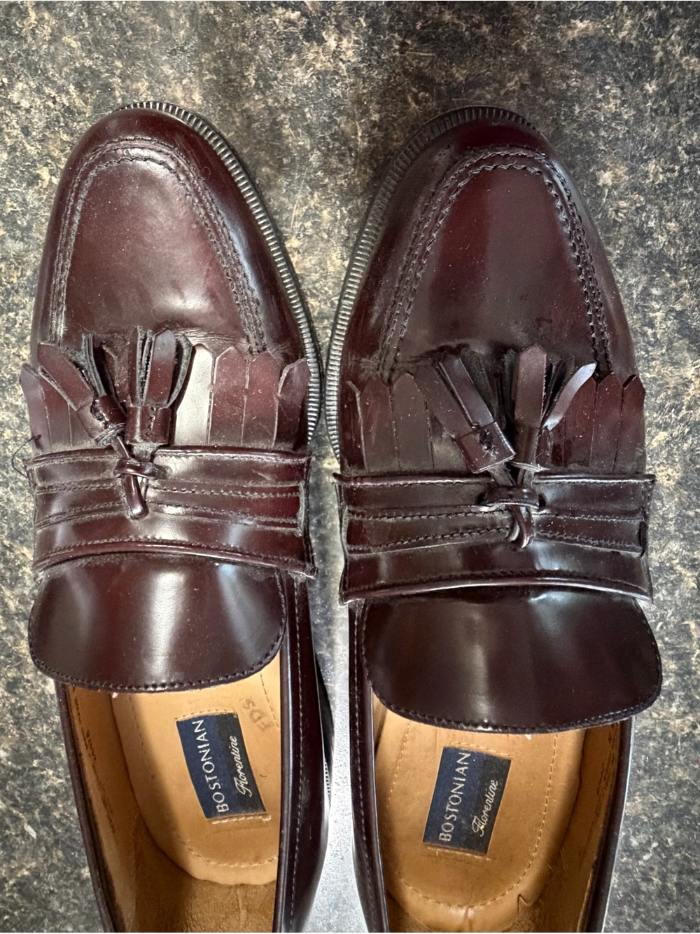 Burgundy Leather Bostonian Florentine Kiltie Tassel Loafers
